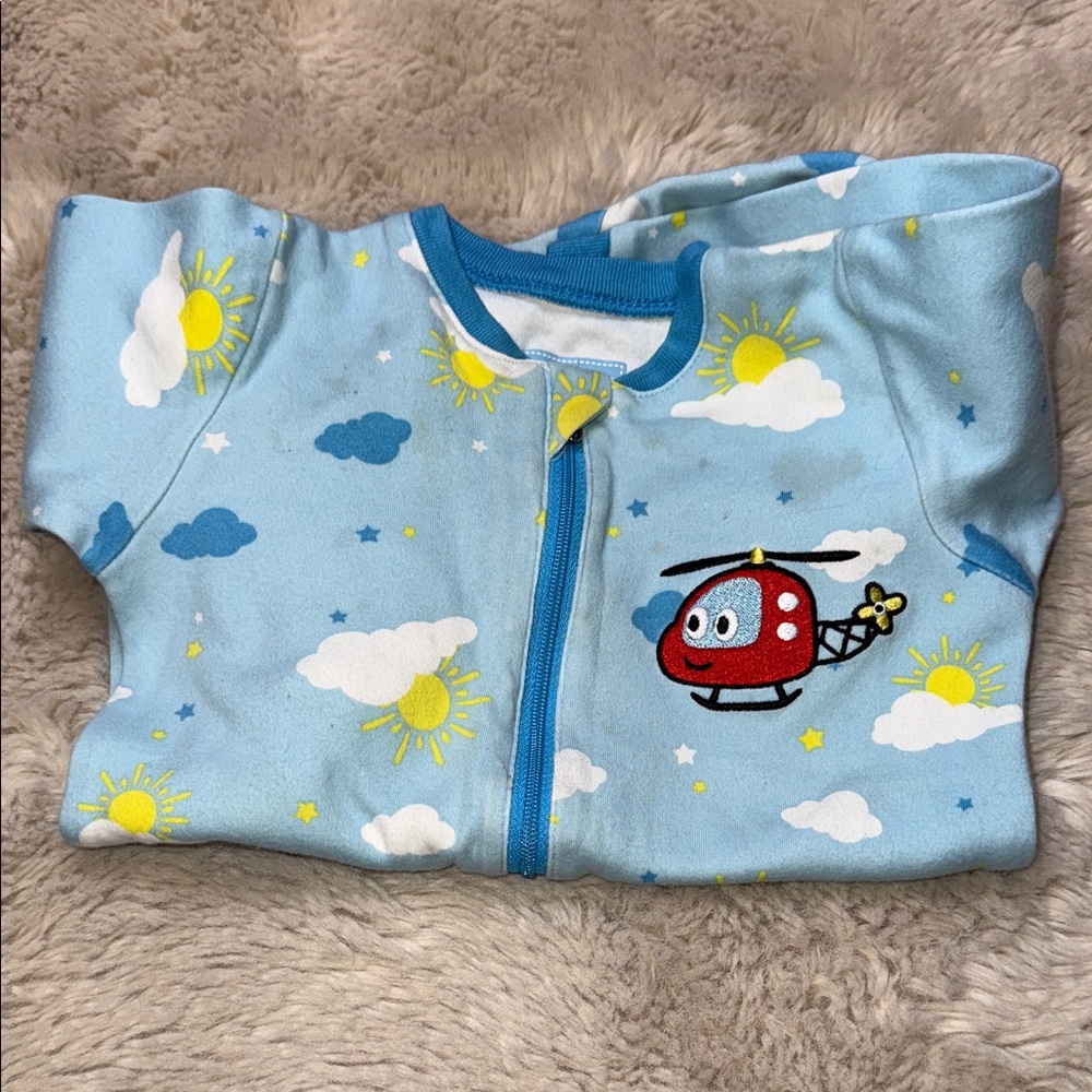 9m Tuffy Blue Helicopter Baby Onesie sleepers
